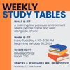 Are you struggling to get your work done? Join other students for our weekly work-in study tables starting tomorrow in Davenport Hall!    Our weekly work-in study tables are hosted by Dr. Elise Kramer with snacks and drinks!